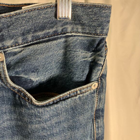 H&M &Denim Slim Straight Jeans Blue Stretch Mid Rise Size 32 Women’s Button Fly - Picture 7 of 15